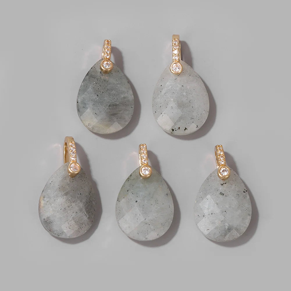 AVERLLA™ Rose Quartz & Labradorite Pendants – Natural Stone Water Drop Charms