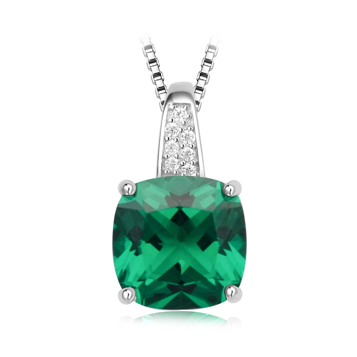 AVERLLA™ Cushion Created Sapphire & Nano Emerald Tanzanite Pendant Necklace in 925 Sterling Silver for Women