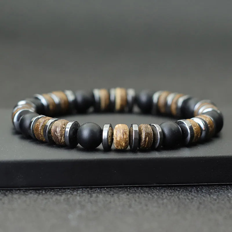 AVERLLA™ Vintage Men’s Natural Stone & Wooden Bracelet