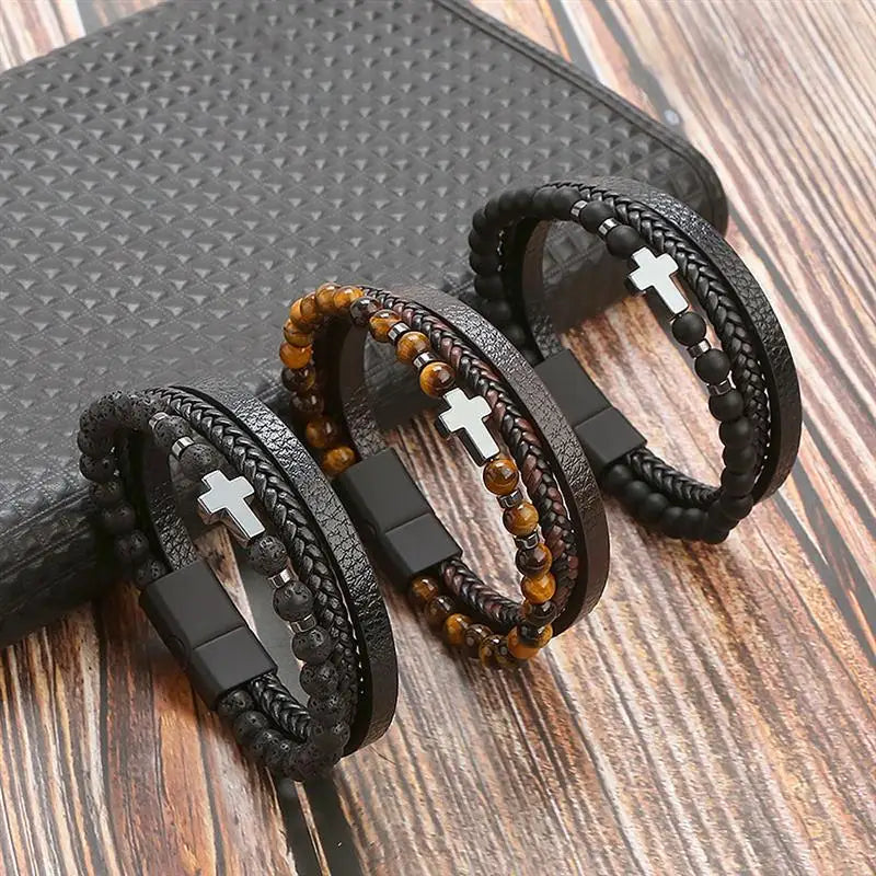 AVERLLA™ Titan Edge Hand-Woven Multilayer Leather Bracelet