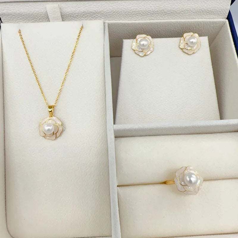 AVERLLA™ Luxe Pearl Elegance 14K Gold-Plated Jewelry Set