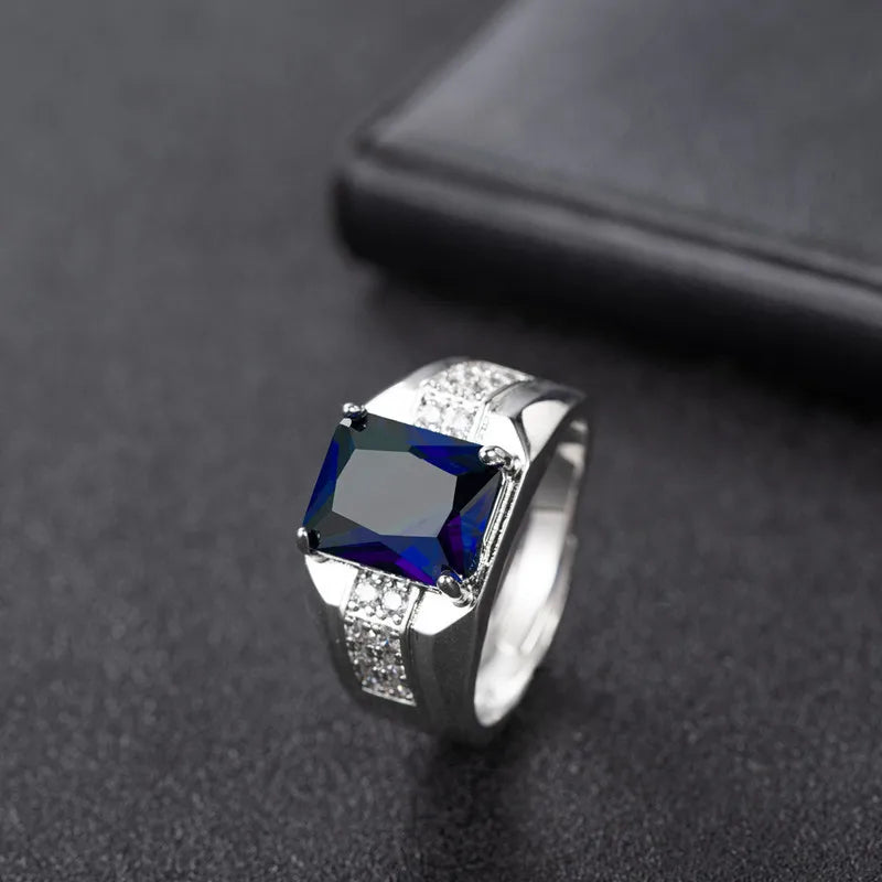 AVERLLA™ Sapphire Rectangle 925 Silver Men’s Ring