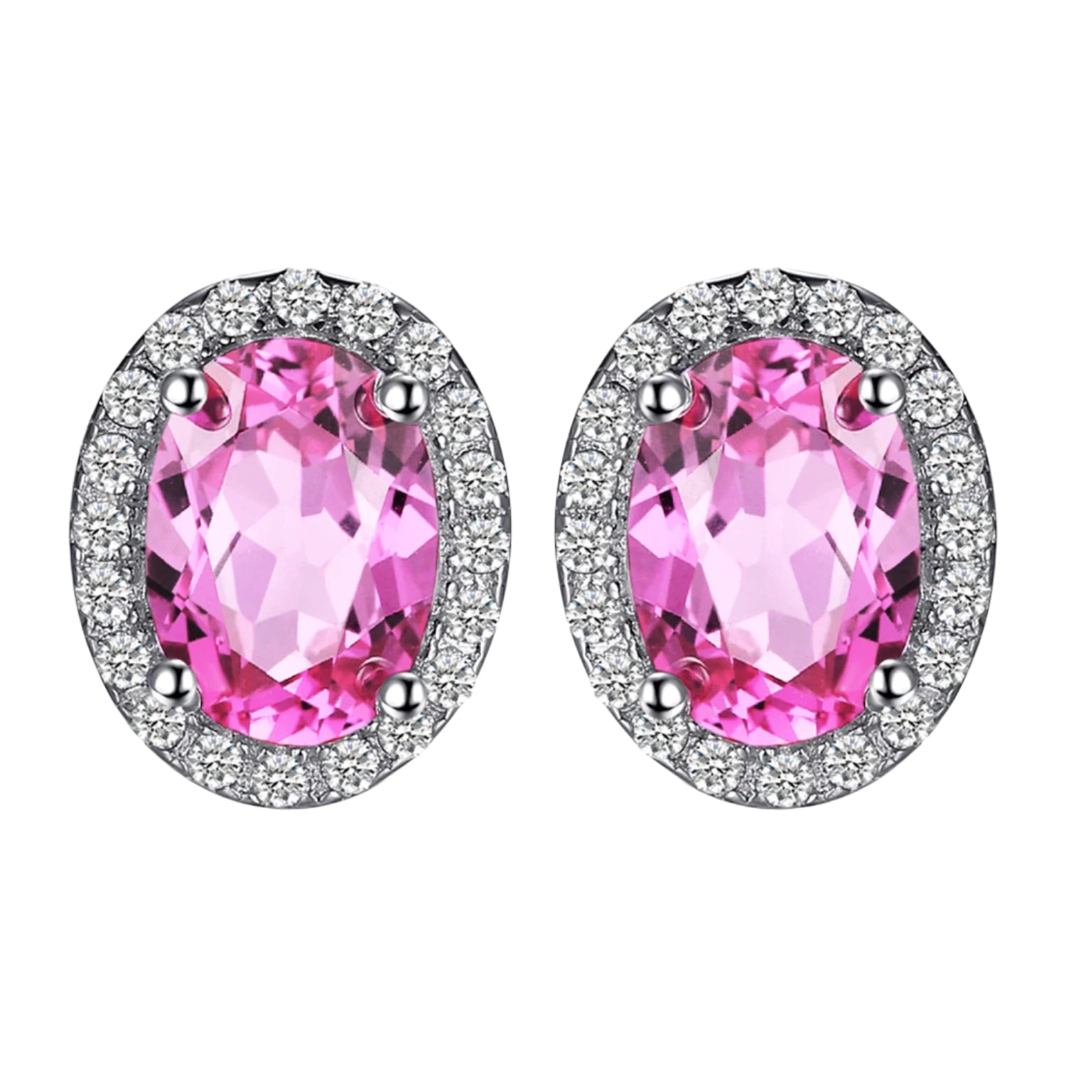 AVERLLA™ 2.1ct Oval Pink Sapphire Silver Earrings