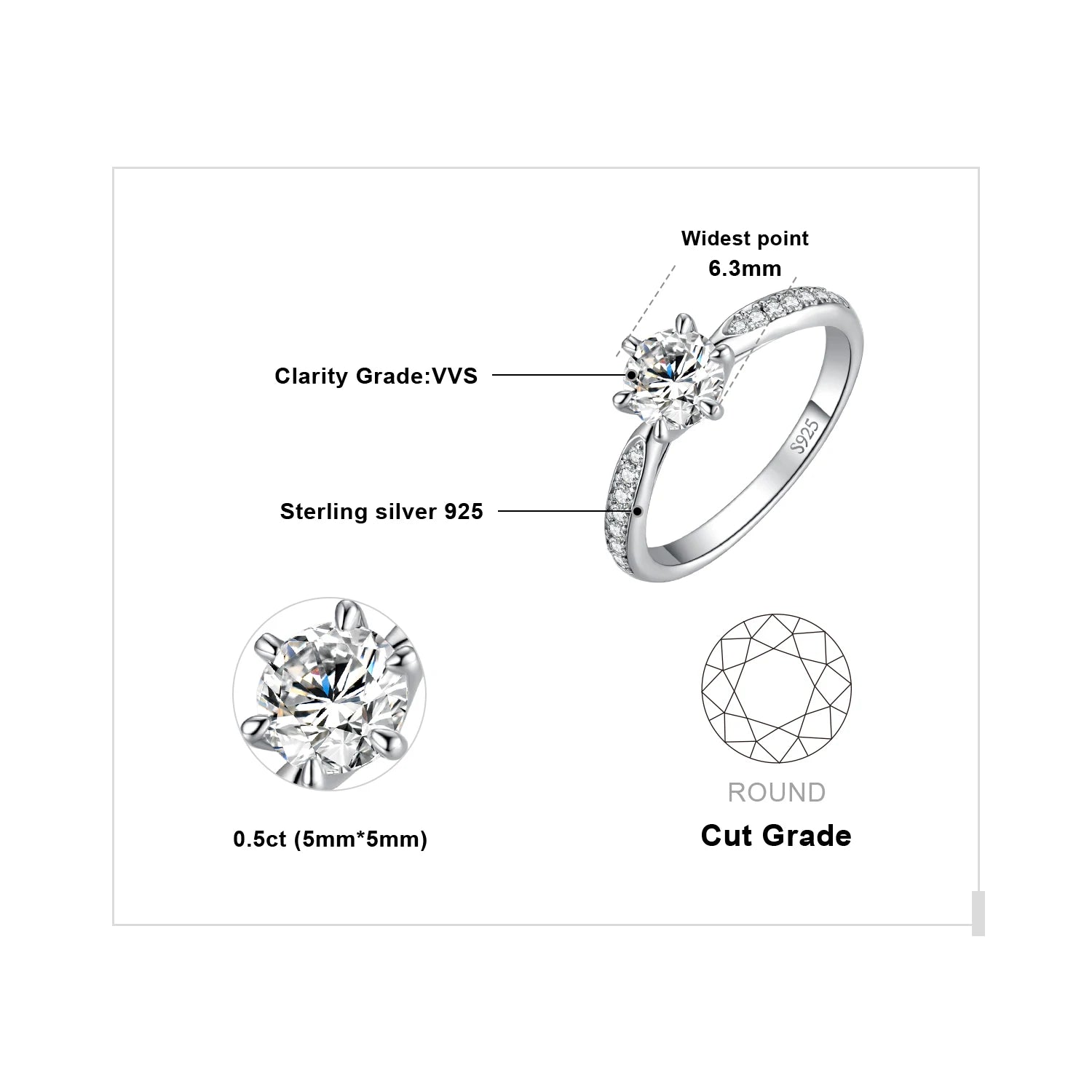 AVERLLA™ Moissanite Round Cut Engagement Ring