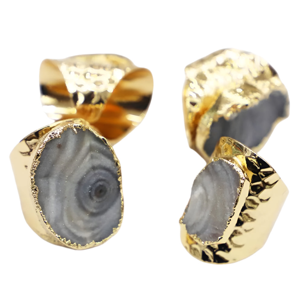 AVERLLA™ Milky Way Agate Druzy Quartz Rings – Adjustable Raw Stone Jewelry