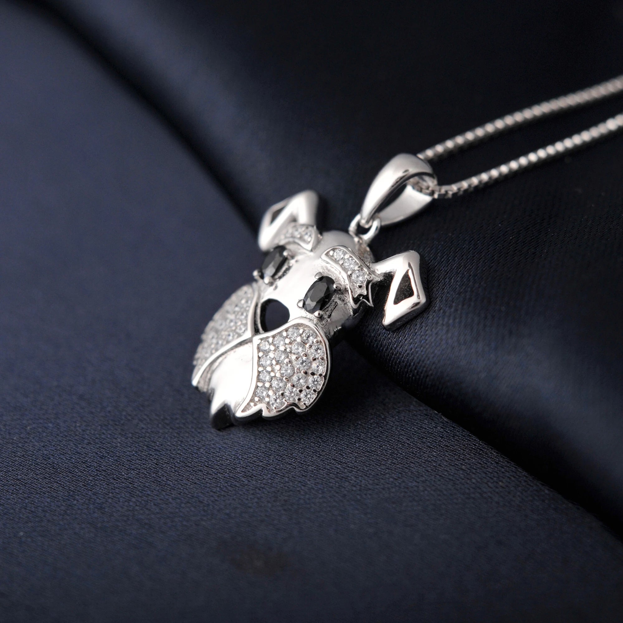 AVERLLA™ Natural Black Spinel Oval Dog Pendant Necklace in 925 Sterling Silver