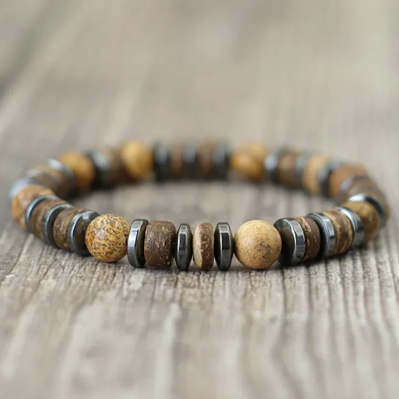 AVERLLA™ Vintage Men’s Natural Stone & Wooden Bracelet