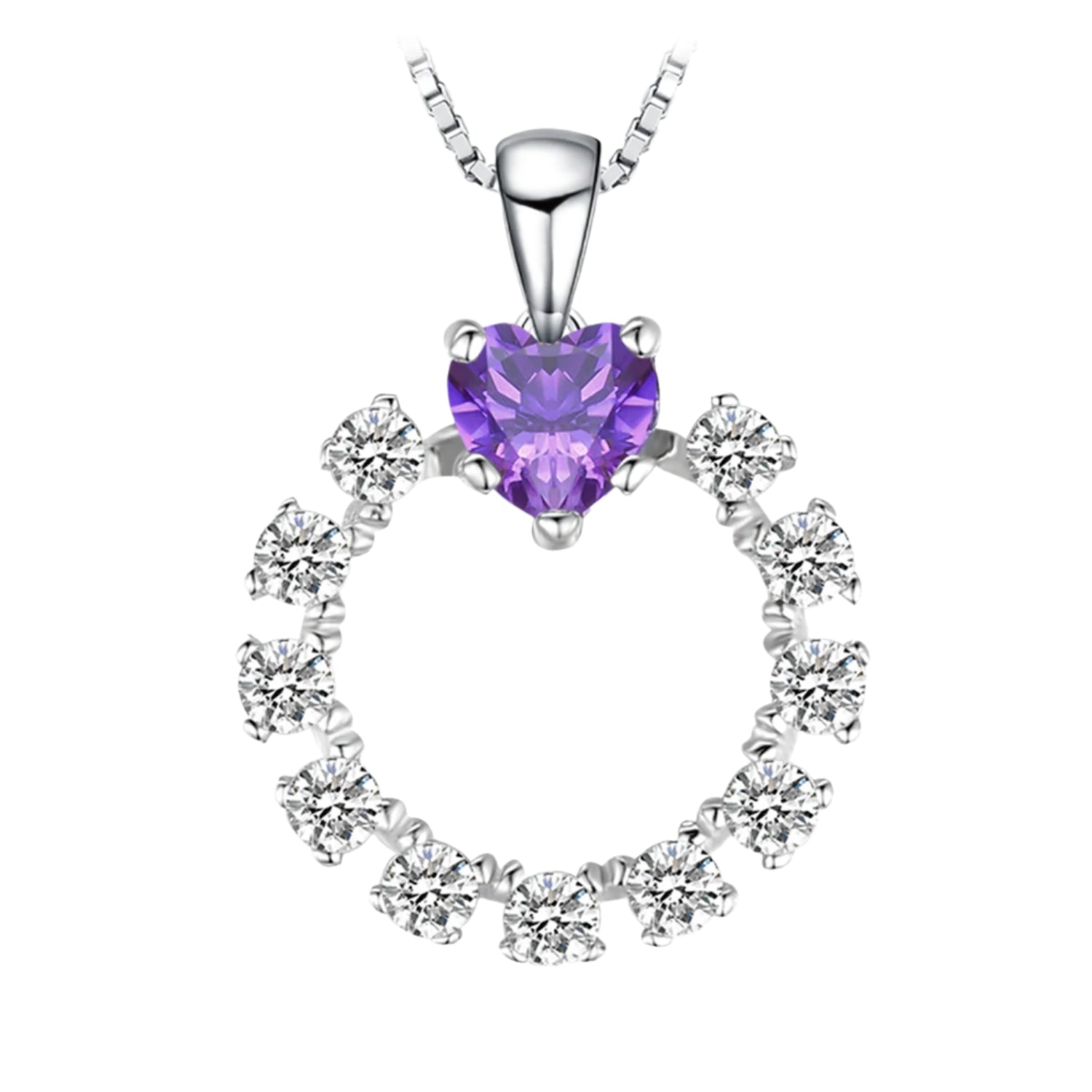 AVERLLA™ Love Heart Created Alexandrite Sapphire Pendant Necklace