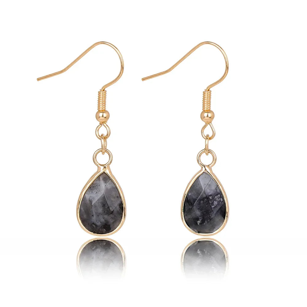 AVERLLA™ Natural Tear Drop Stone Earrings – Lapis Lazuli & Quartz