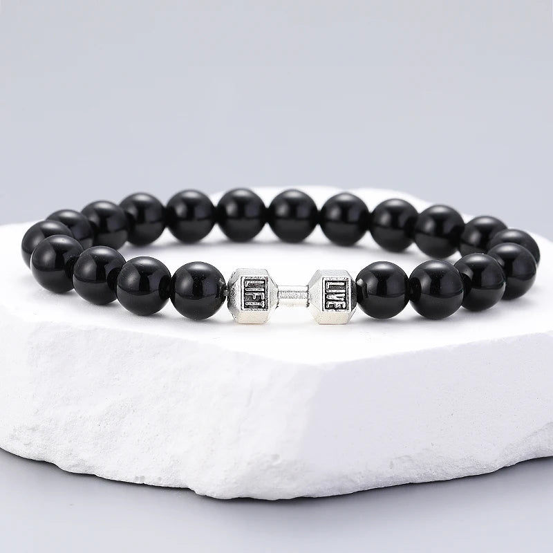 AVERLLA™ Volcanic Stone Dumbbell Beads Fitness Bracelet