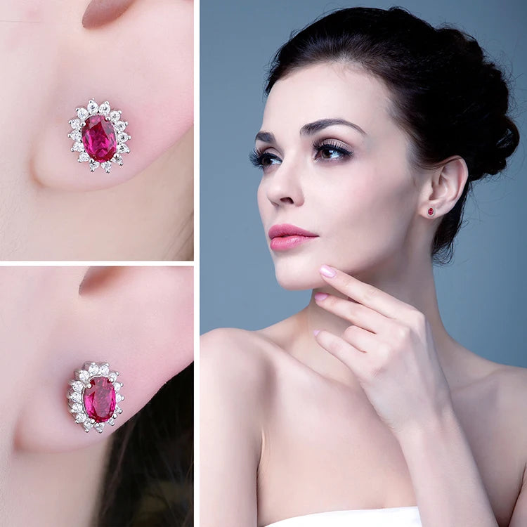 AVERLLA™ Sapphire & Ruby Princess Diana Stud Earrings