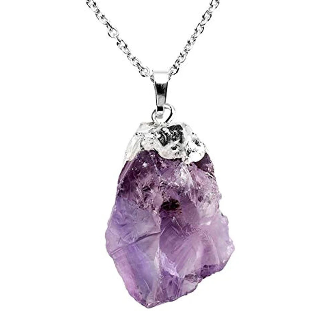 AVERLLA™ Natural Amethyst Rose Quartz Raw Stone Pendant Irregular