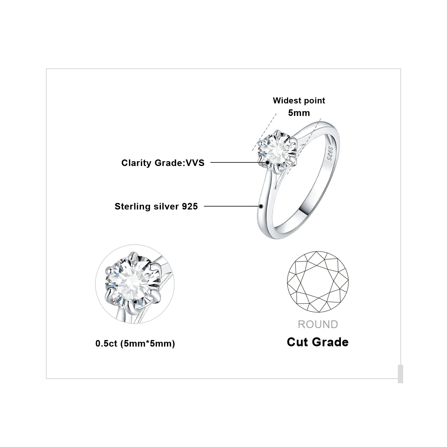 AVERLLA™ Moissanite Round Cut Solitaire Engagement Ring