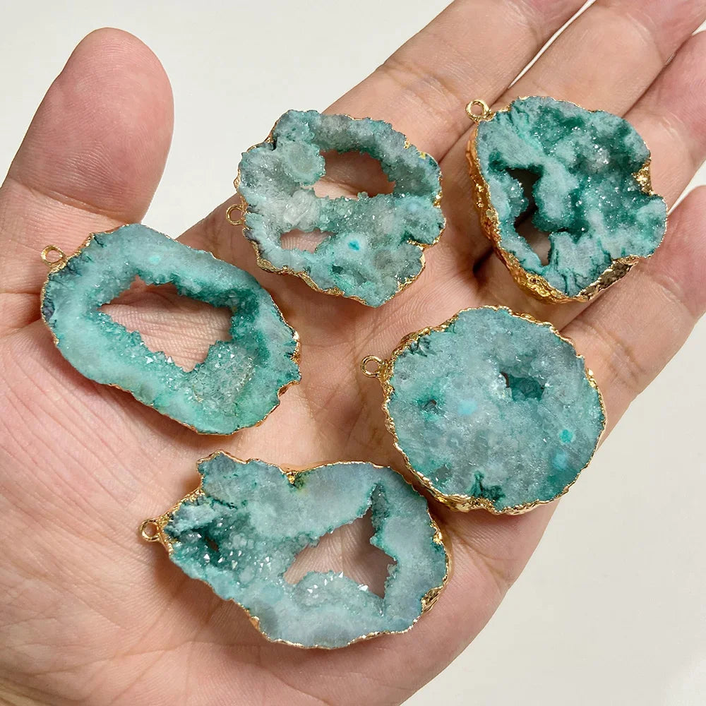 AVERLLA™ Irregular Geode Slice Pendants – Colorful Agate Charms