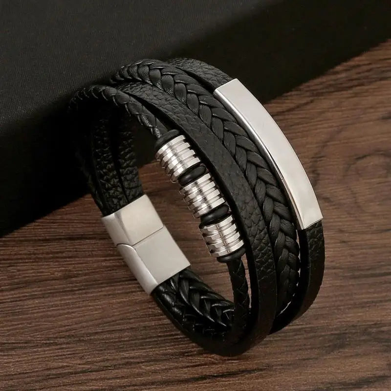 AVERLLA™ Valor Cross Hand-Woven Leather Bracelet