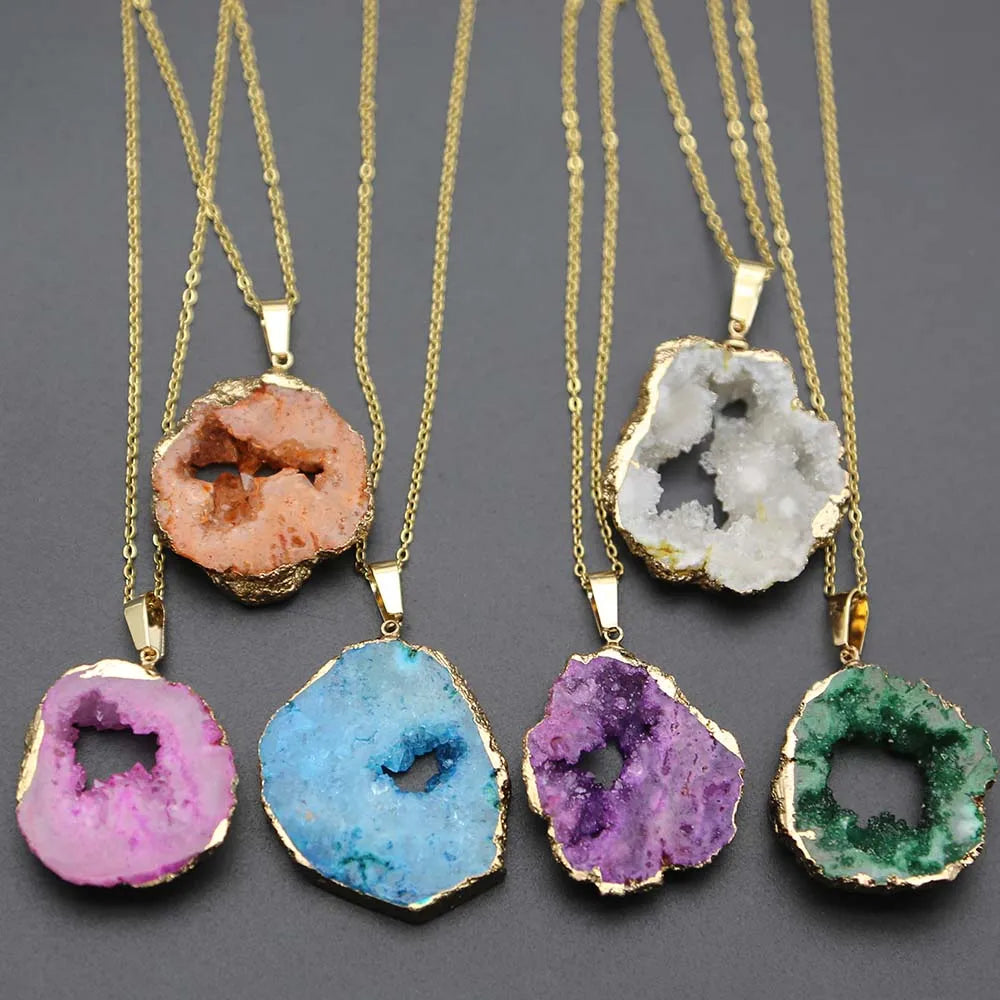 AVERLLA™ Irregular Raw Stone Slice Necklace Pendants – Crystal