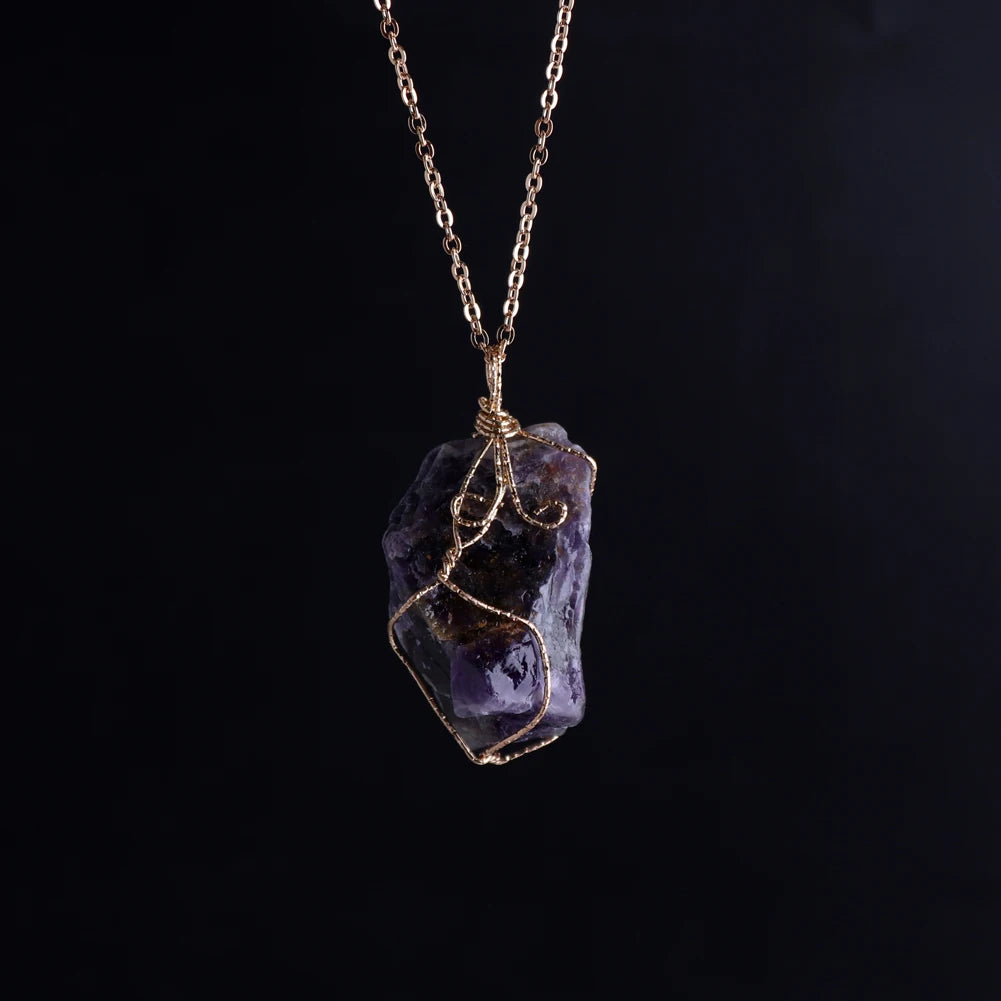 AVERLLA™ Wire Wrapped Raw Quartz Crystal Pendant