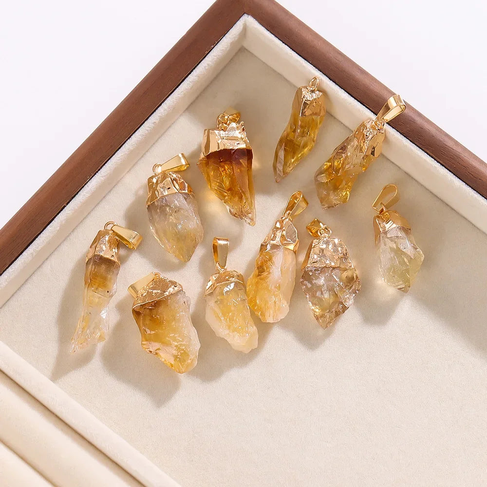 AVERLLA™ Natural Raw Citrine Pendant Irregular Healing Crystal