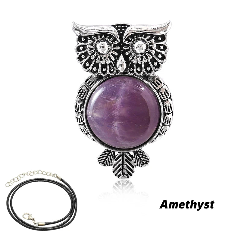 AVERLLA™ Wise Charm Owl Natural Stone Pendant Jewelry