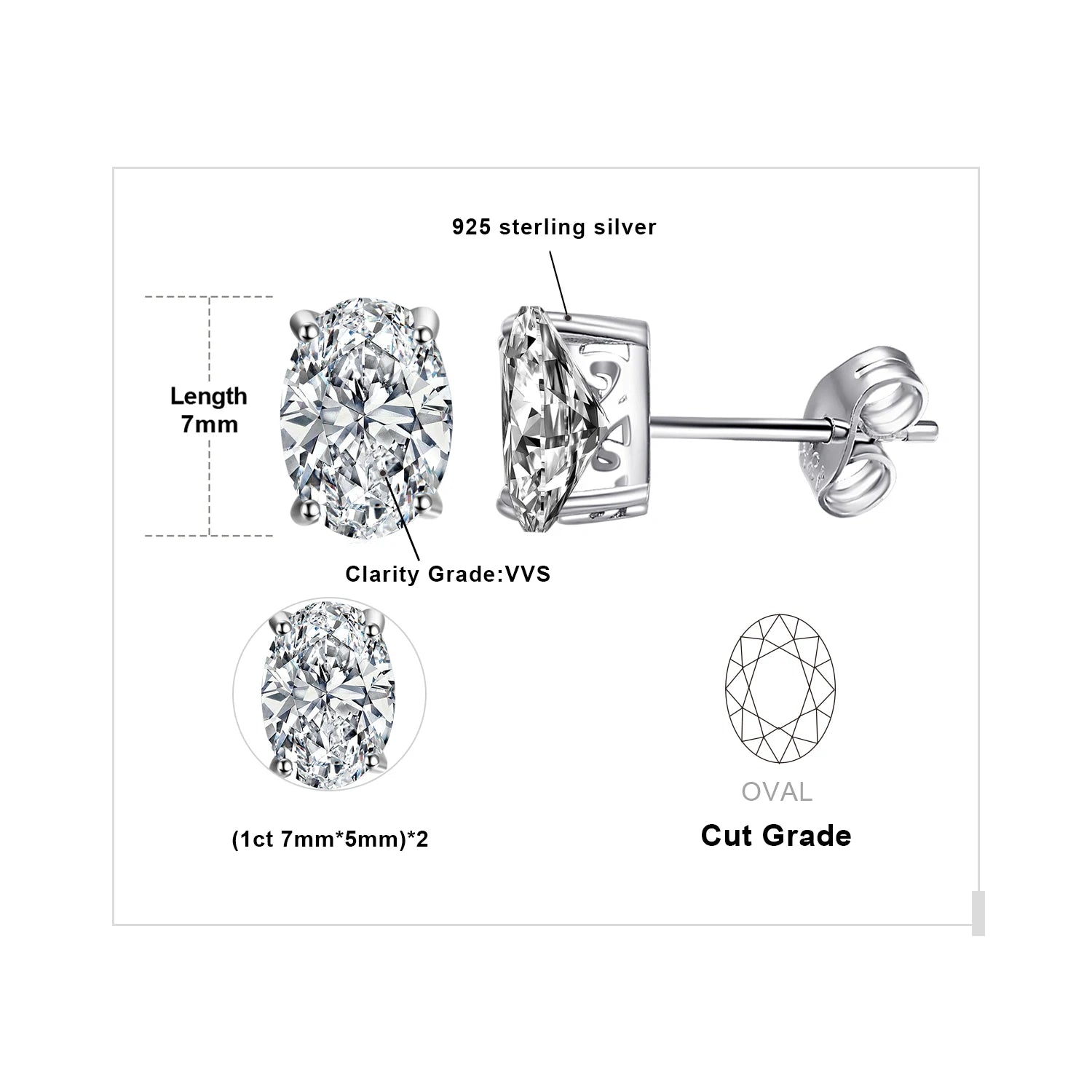 AVERLLA™ Moissanite Oval Gold Stud Earrings