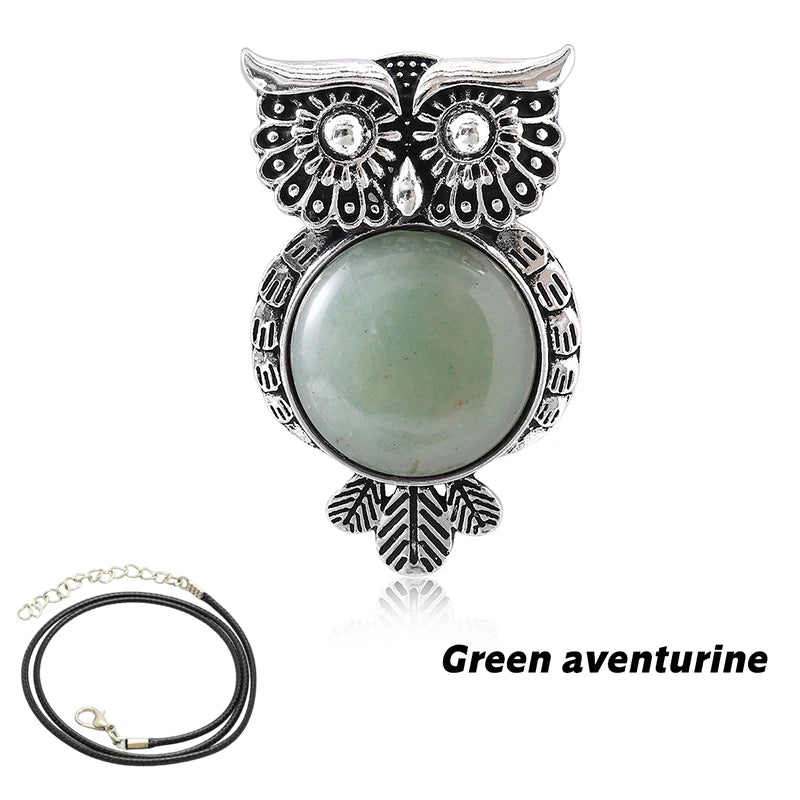 AVERLLA™ Wise Charm Owl Natural Stone Pendant Jewelry