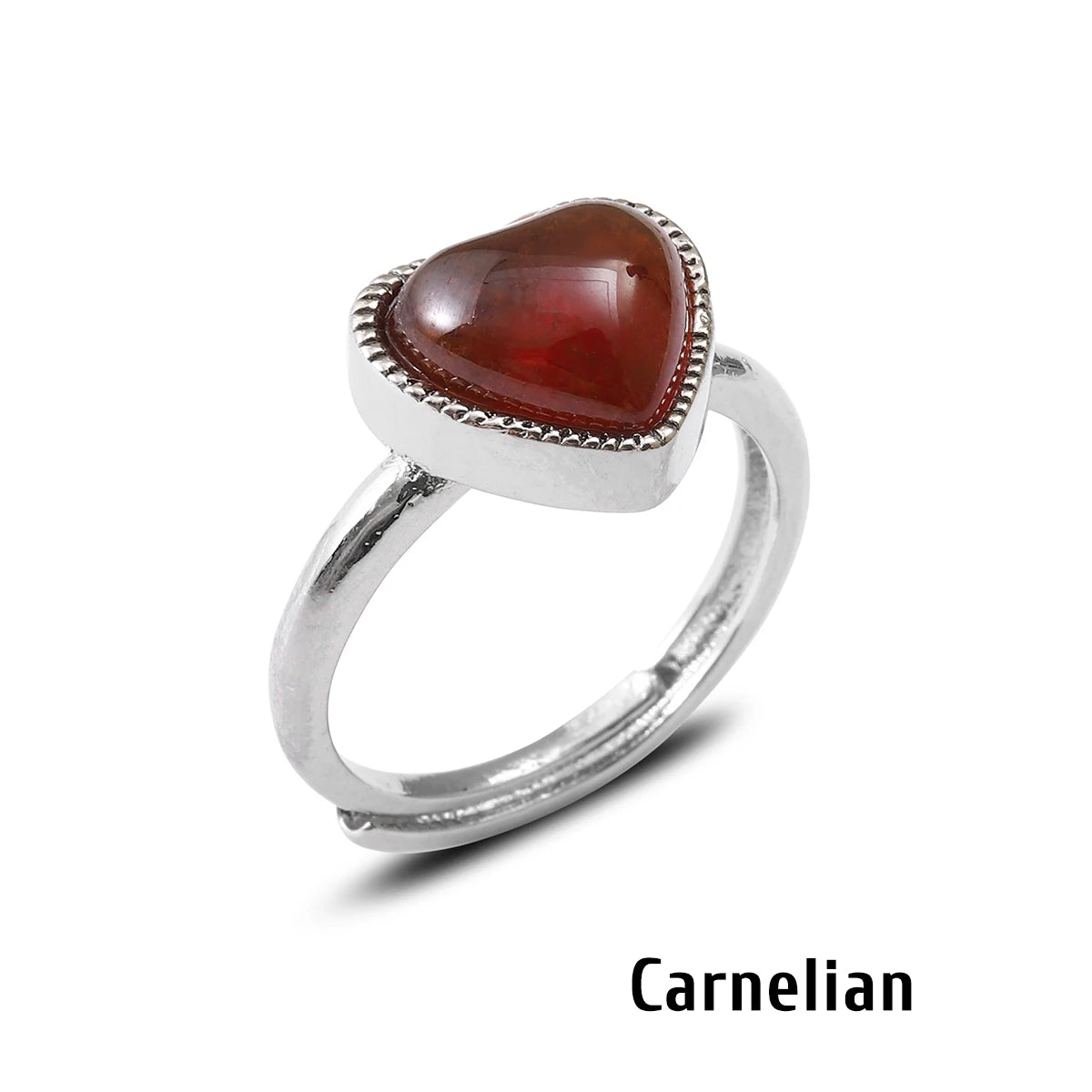 AVERLLA™ Radiant Heart Gemstone Adjustable Ring – Rose Quartz, Amethyst, Opal, Aventurine