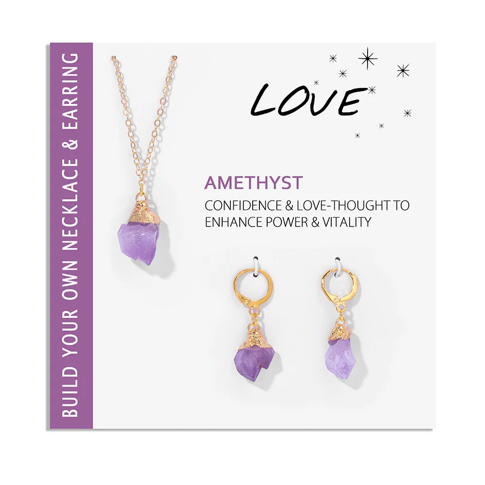 AVERLLA™ Irregular Raw Stone Dangle Earrings – Amethyst, Tourmaline, Quartz Gemstone Pendant Earrings