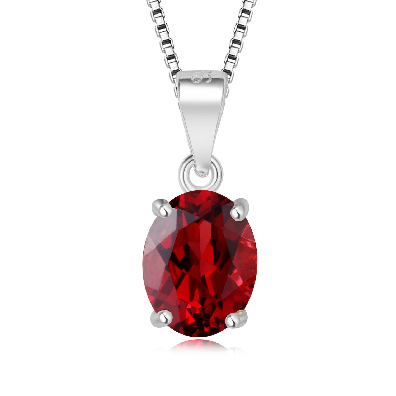 AVERLLA™ Oval 2.22ct Garnet, Citrine, Sky Blue Topaz & Amethyst Birthstone Pendant Necklace in 925 Sterling Silver