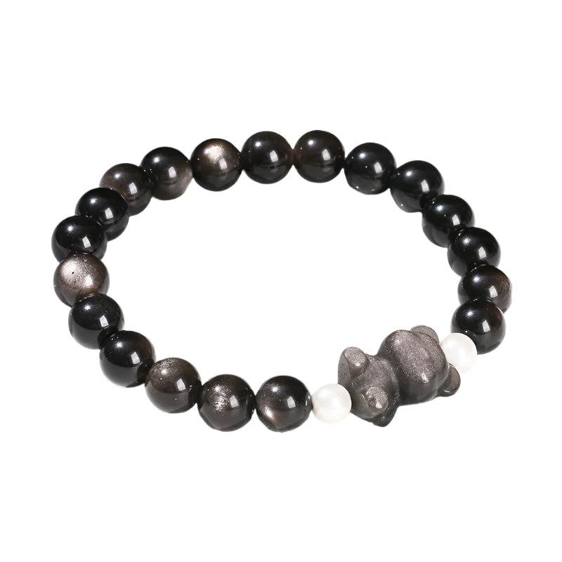 AVERLLA™ Shiny Obsidian Bear Charm Bracelet