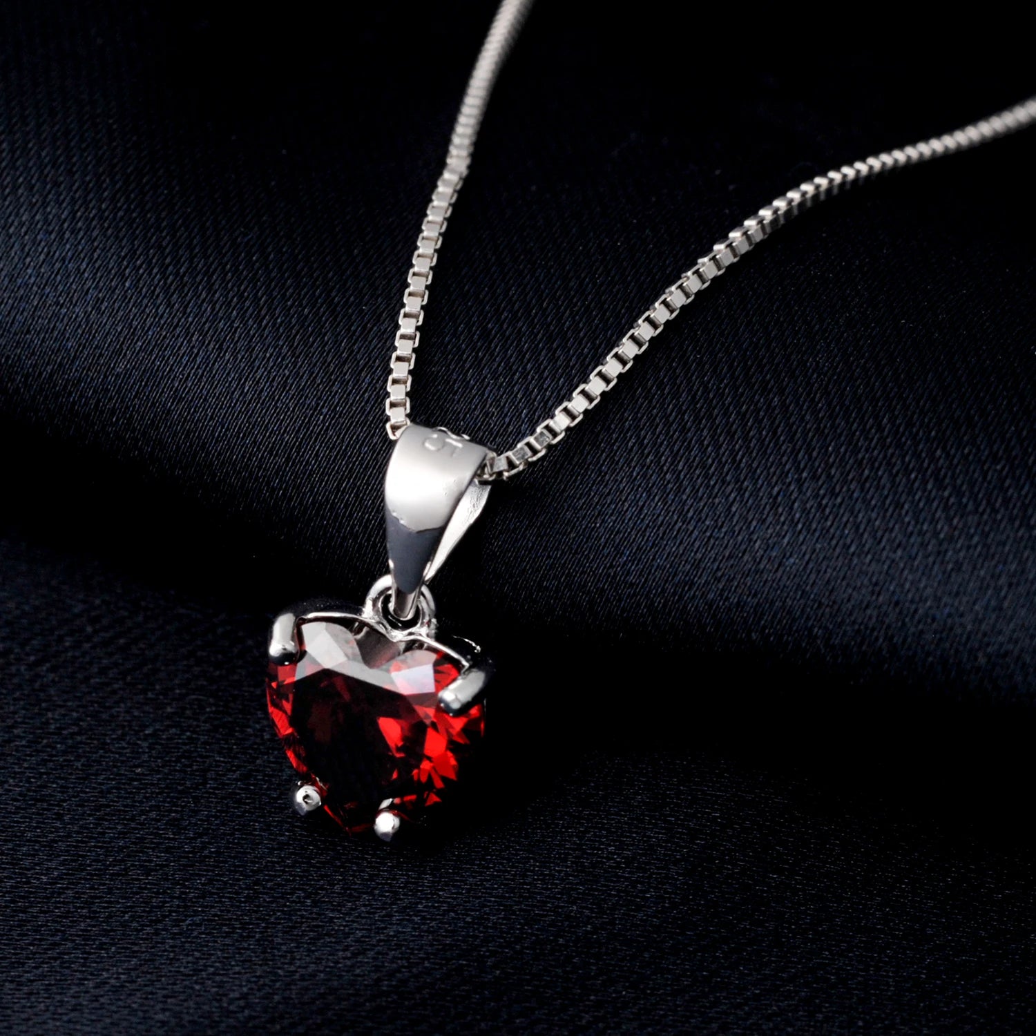 AVERLLA™ Heart 1.57ct Citrine, Sky Blue Topaz, Garnet & Amethyst Birthstone Pendant Necklace in 925 Sterling Silver