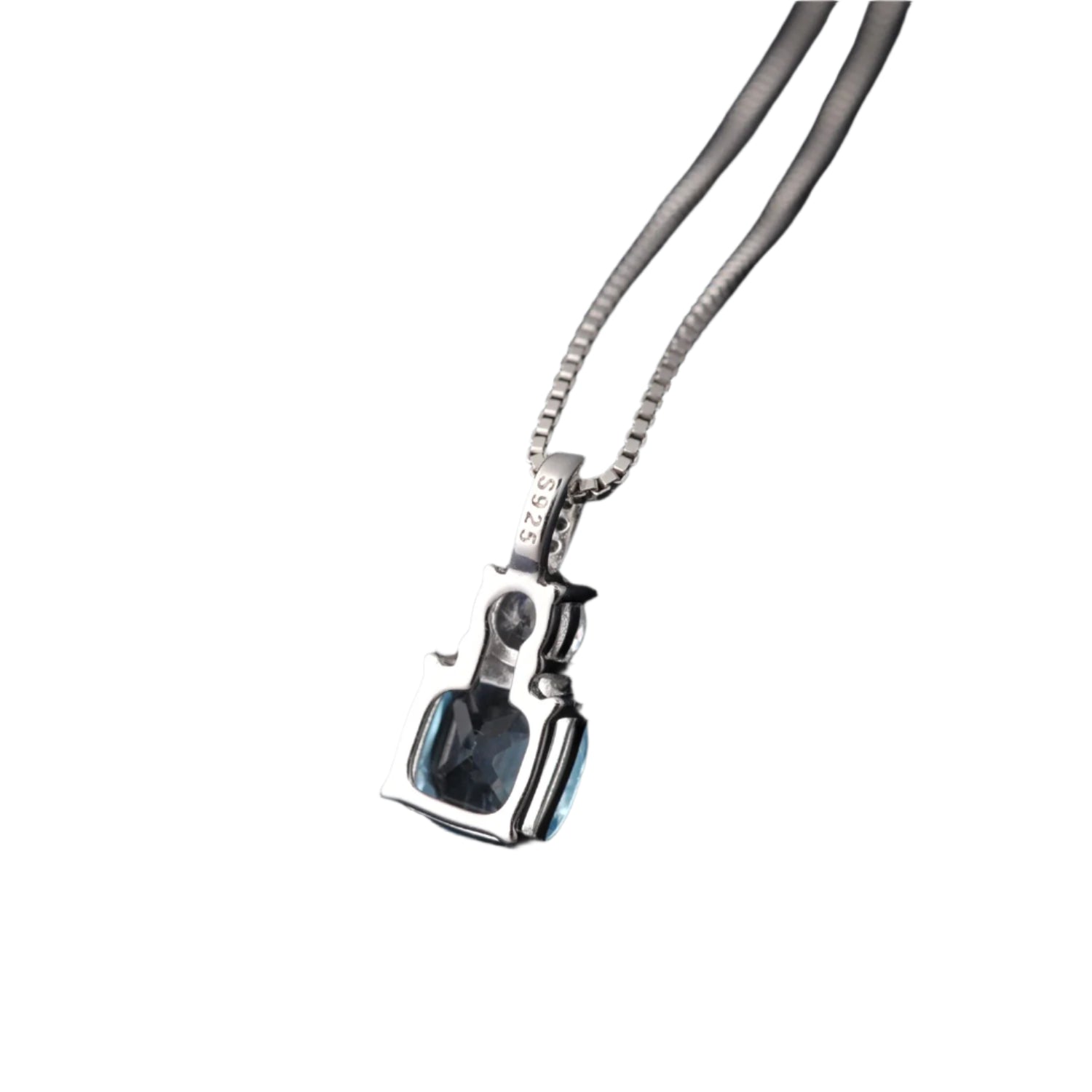 AVERLLA™ Cushion Natural Sky Blue Topaz Pendant Necklace in 925 Sterling Silver for Women