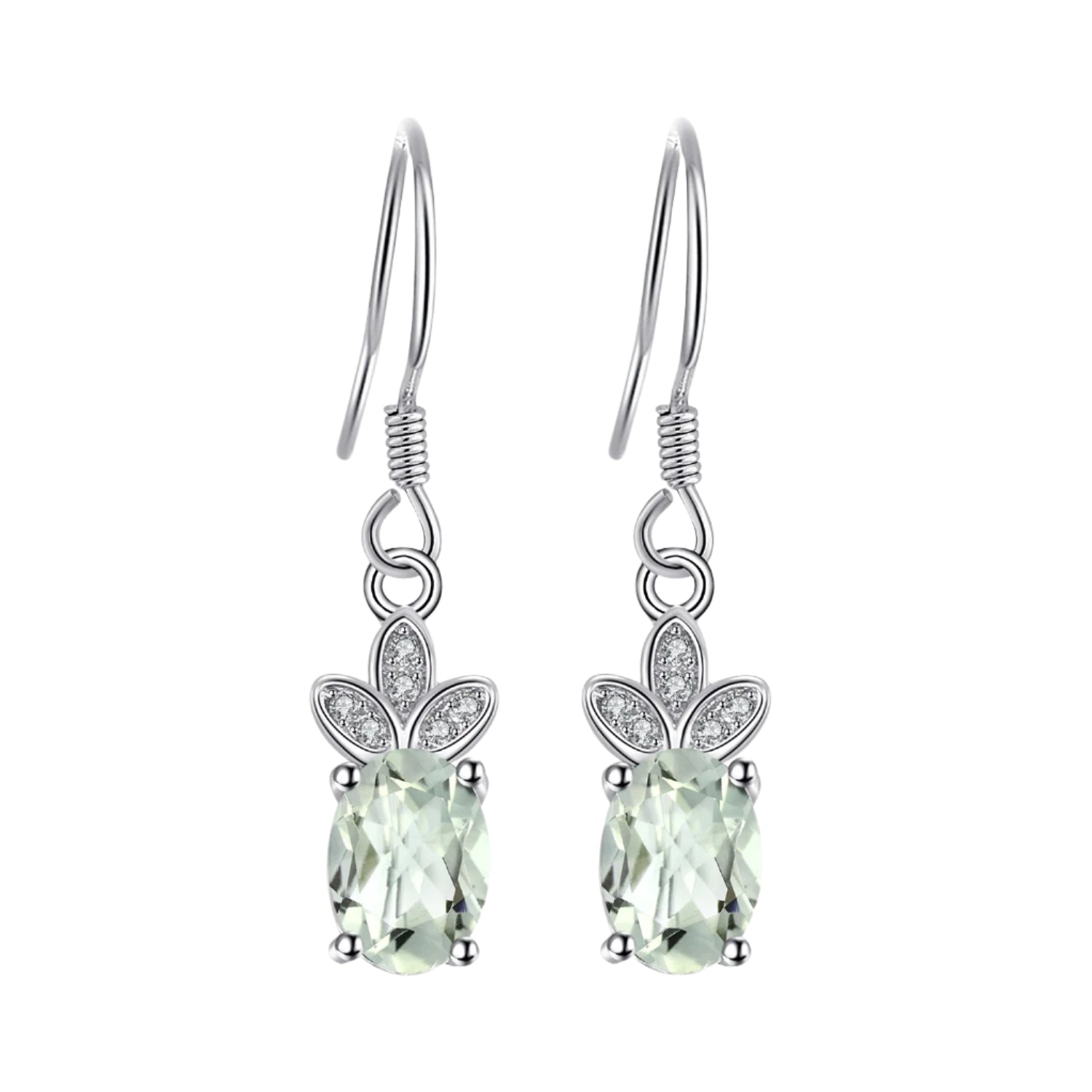 AVERLLA™ 1.9ct Genuine Green Amethyst & White Topaz Silver Drop Earrings