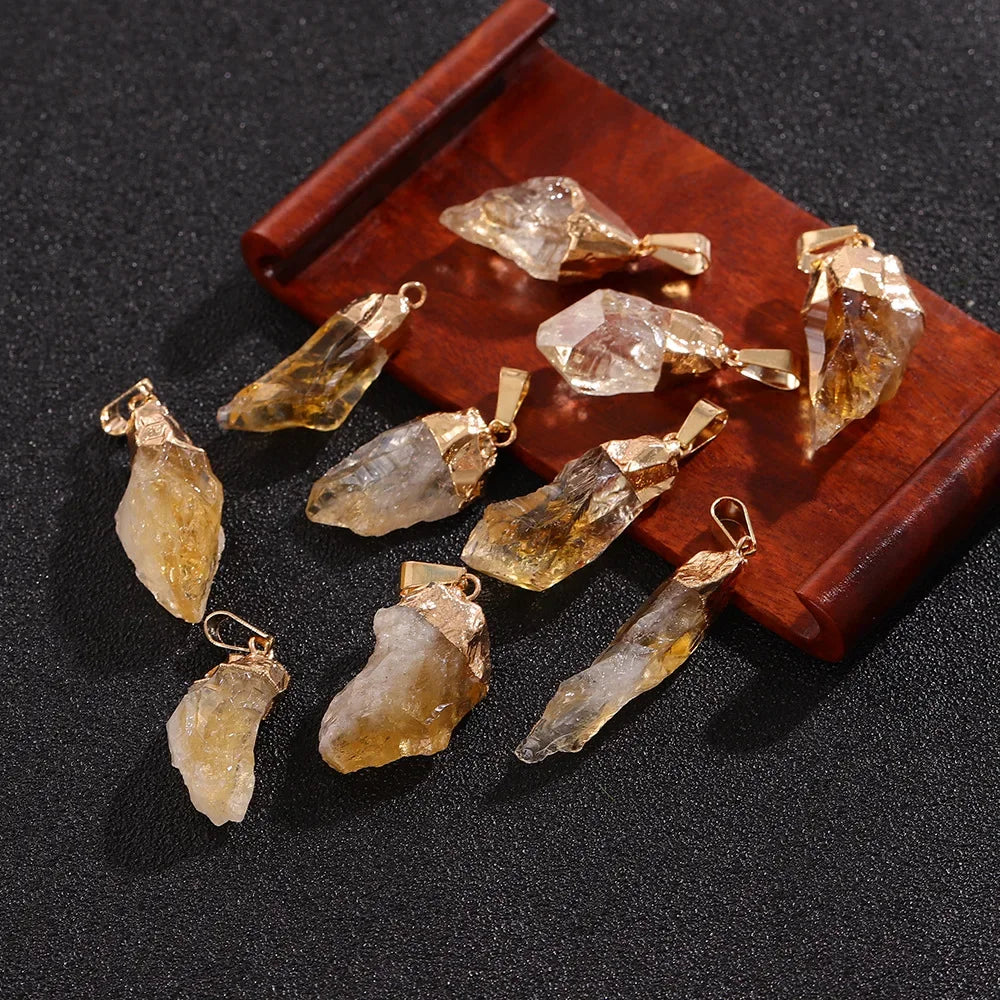 AVERLLA™ Natural Raw Citrine Pendant Irregular Healing Crystal