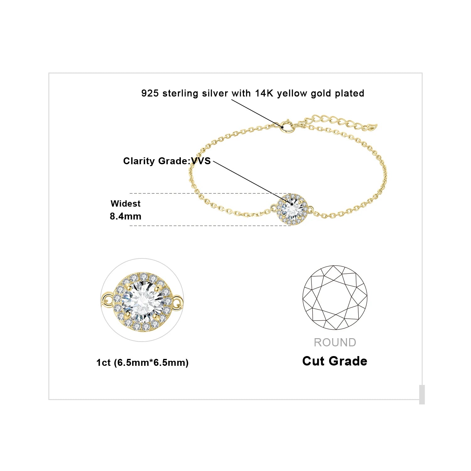 AVERLLA™ Moissanite Halo Adjustable Link Bracelet