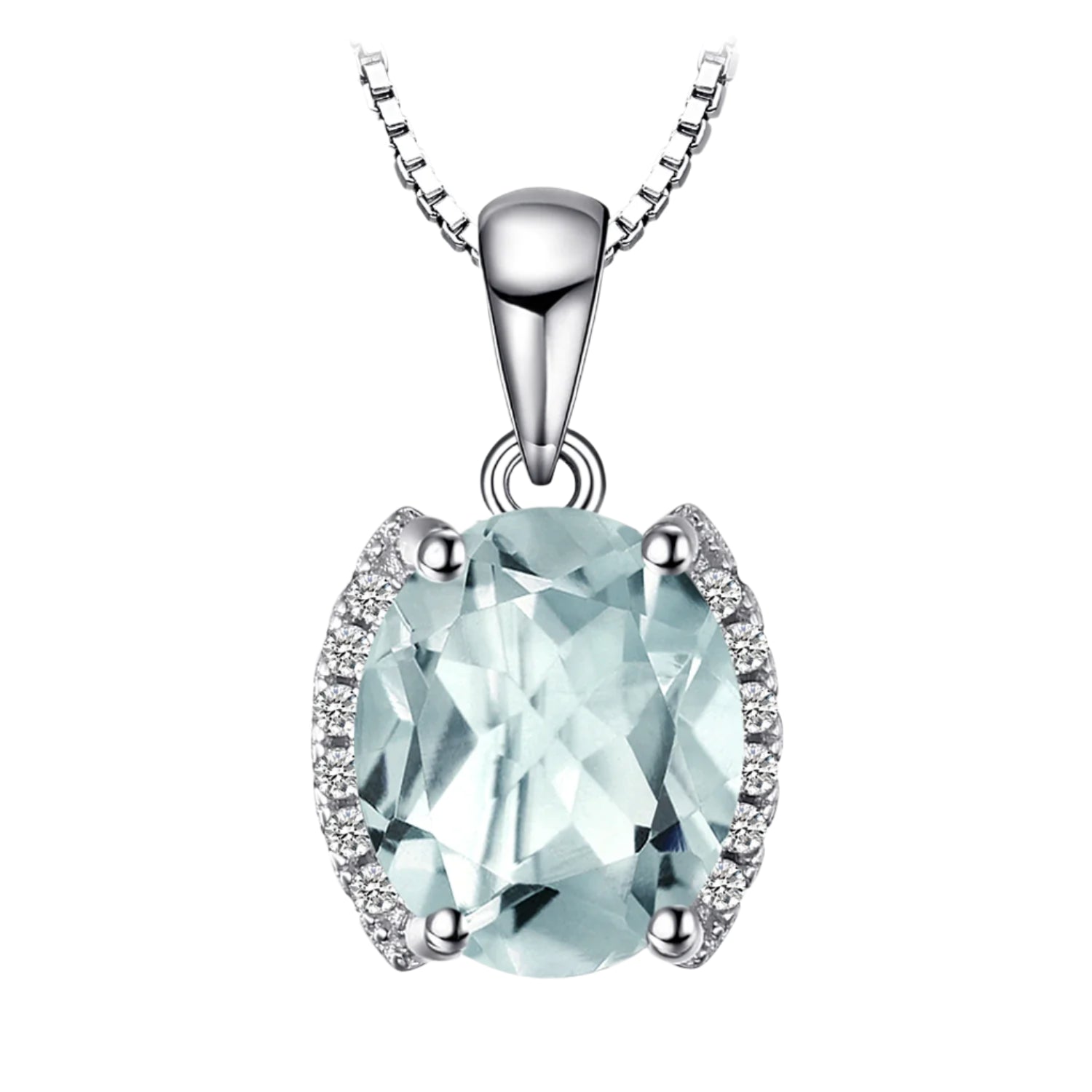 AVERLLA™ Radiant Oval 1.7ct Natural Green Amethyst Pendant Necklace