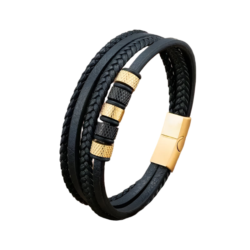 AVERLLA™ Steel Wave Braided Leather Bracelet