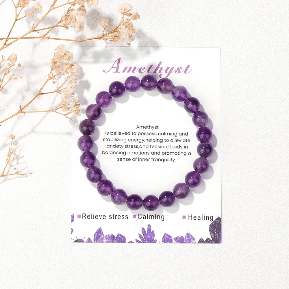 AVERLLA™   8mm Apatite Amethysts Carnelian Natural Stone Beaded Bracelets