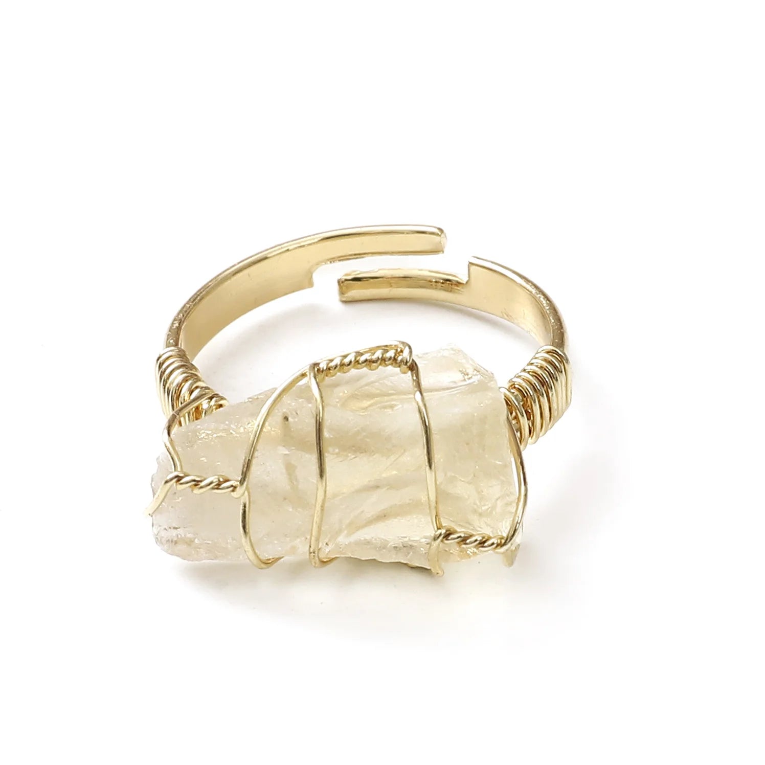 AVERLLA™  Farsighte Star Adjustable Crystal Rings – Natural Stone & Gold Wire