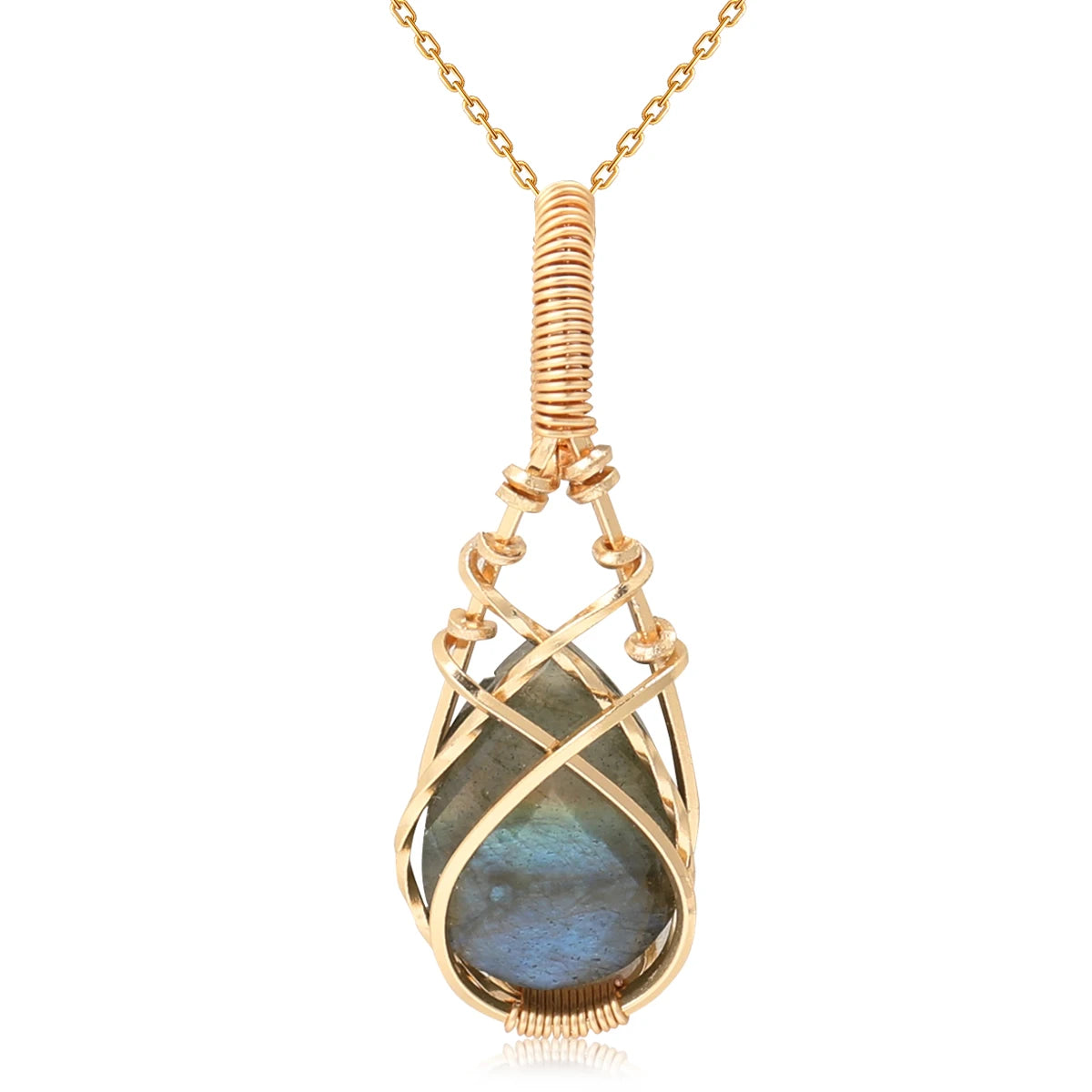 AVERLLA™ Radiant Crystal Teardrop Necklace Pendant with Stainless Steel Chain