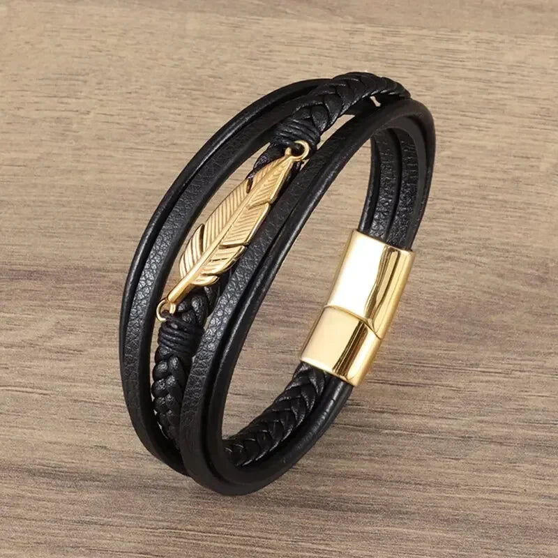 AVERLLA™ Black Magnetic Leather Bracelet