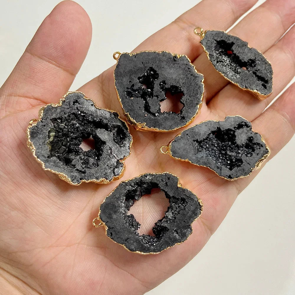 AVERLLA™ Irregular Geode Slice Pendants – Colorful Agate Charms