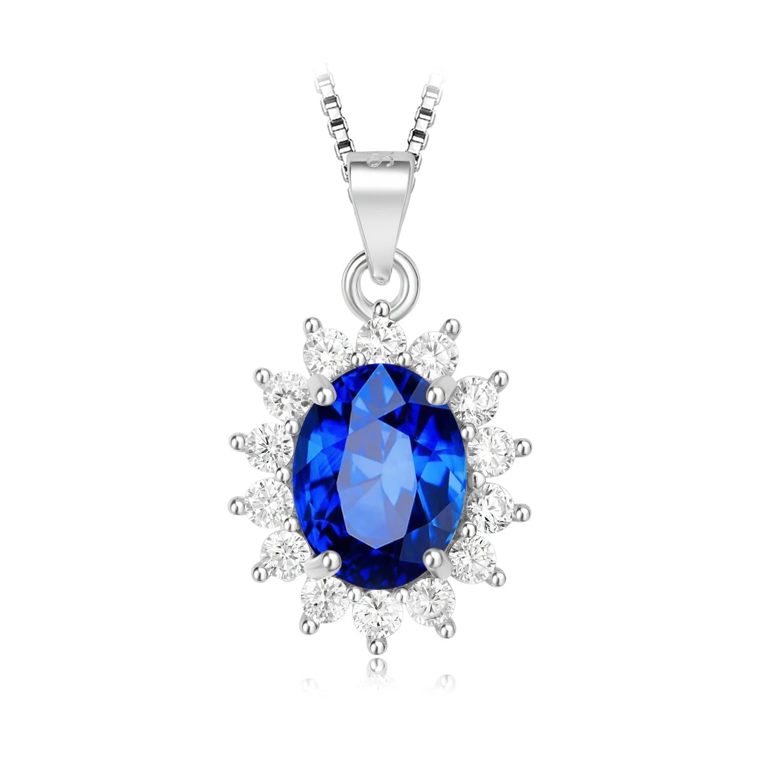 AVERLLA™ Oval 2.67ct Created Sapphire & Ruby Nano Emerald Diana Pendant Necklace in 925 Sterling Silver