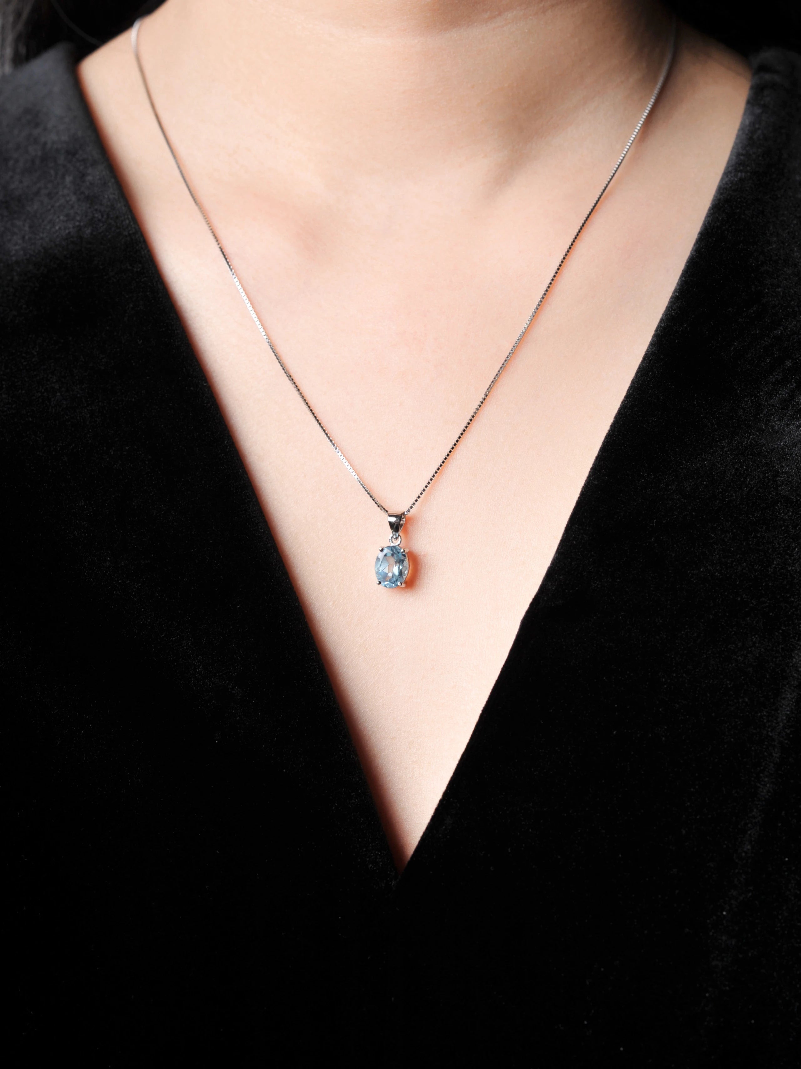 AVERLLA™ Oval 2.22ct Garnet, Citrine, Sky Blue Topaz & Amethyst Birthstone Pendant Necklace in 925 Sterling Silver