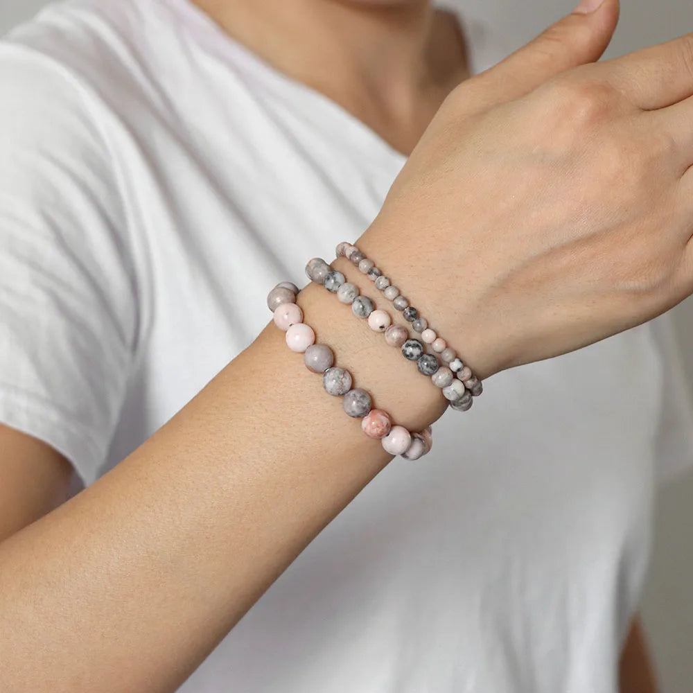 AVERLLA™ Natural Stone Beaded Bracelet Set –Rhodonite & Quartz