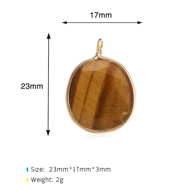 AVERLLA™ Natural Stone Round Gold Rim Pendant