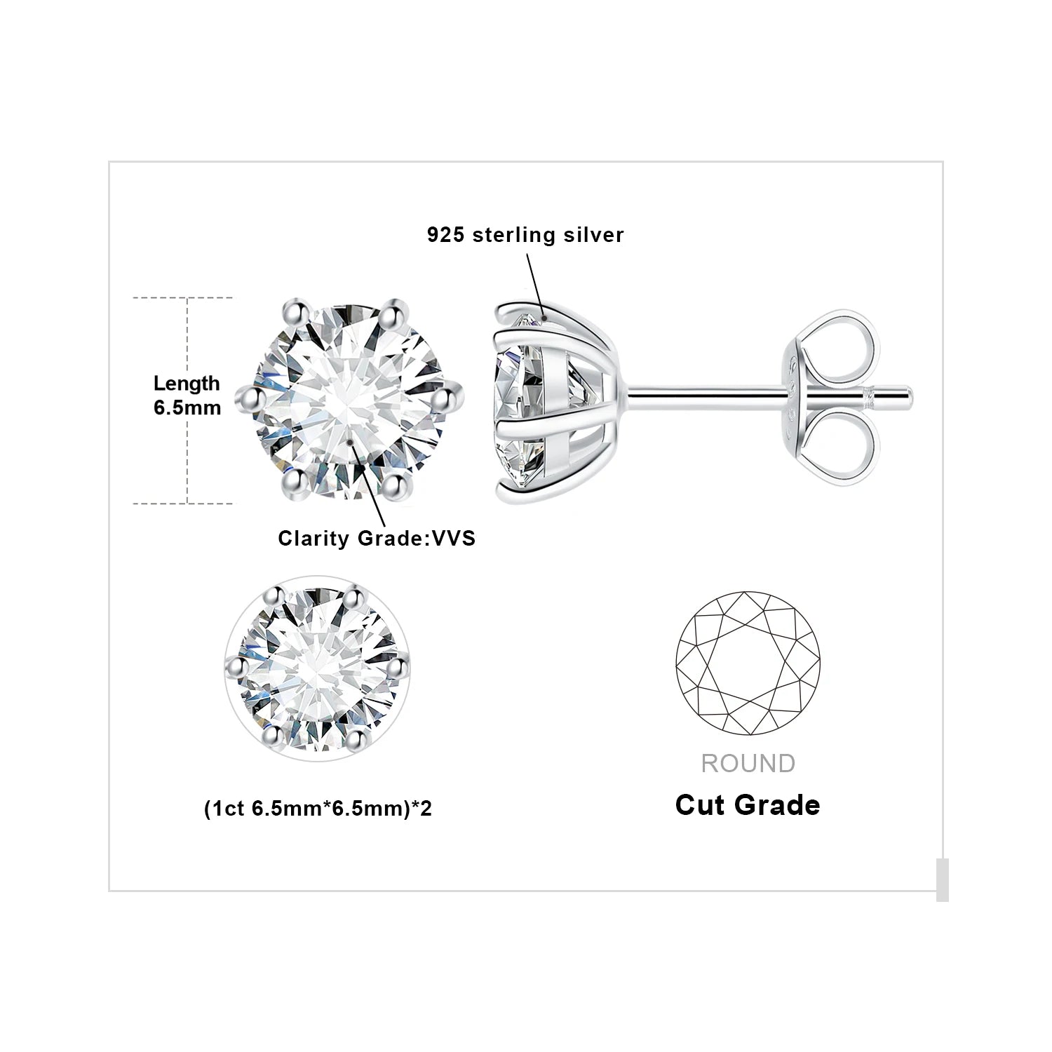 AVERLLA™ Moissanite Gold Plated Stud Earrings