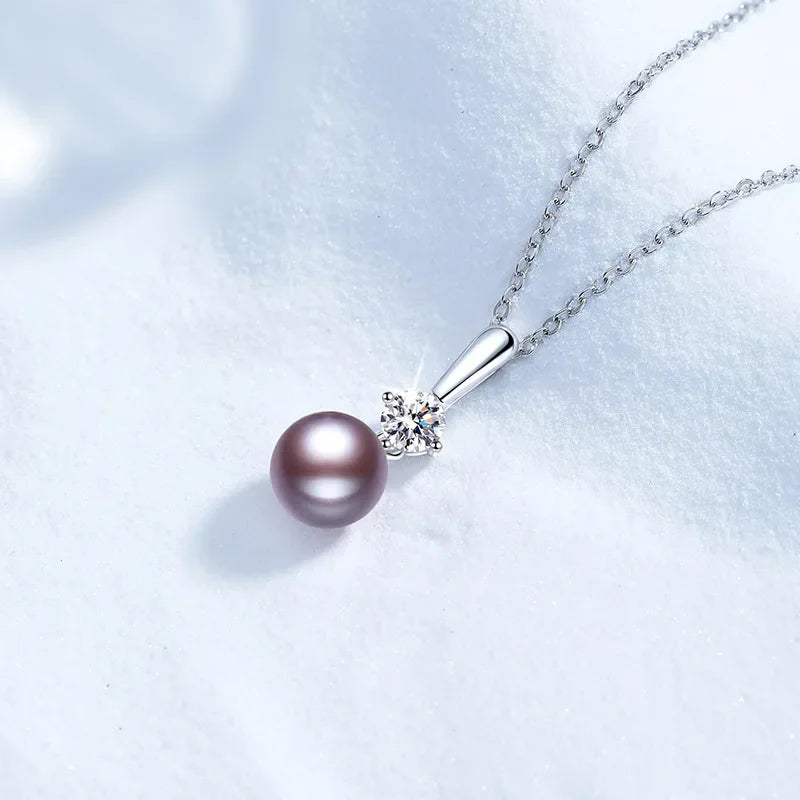 AVERLLA™ Radiant Bloom Moissanite & Purple Pearl Pendant Necklace