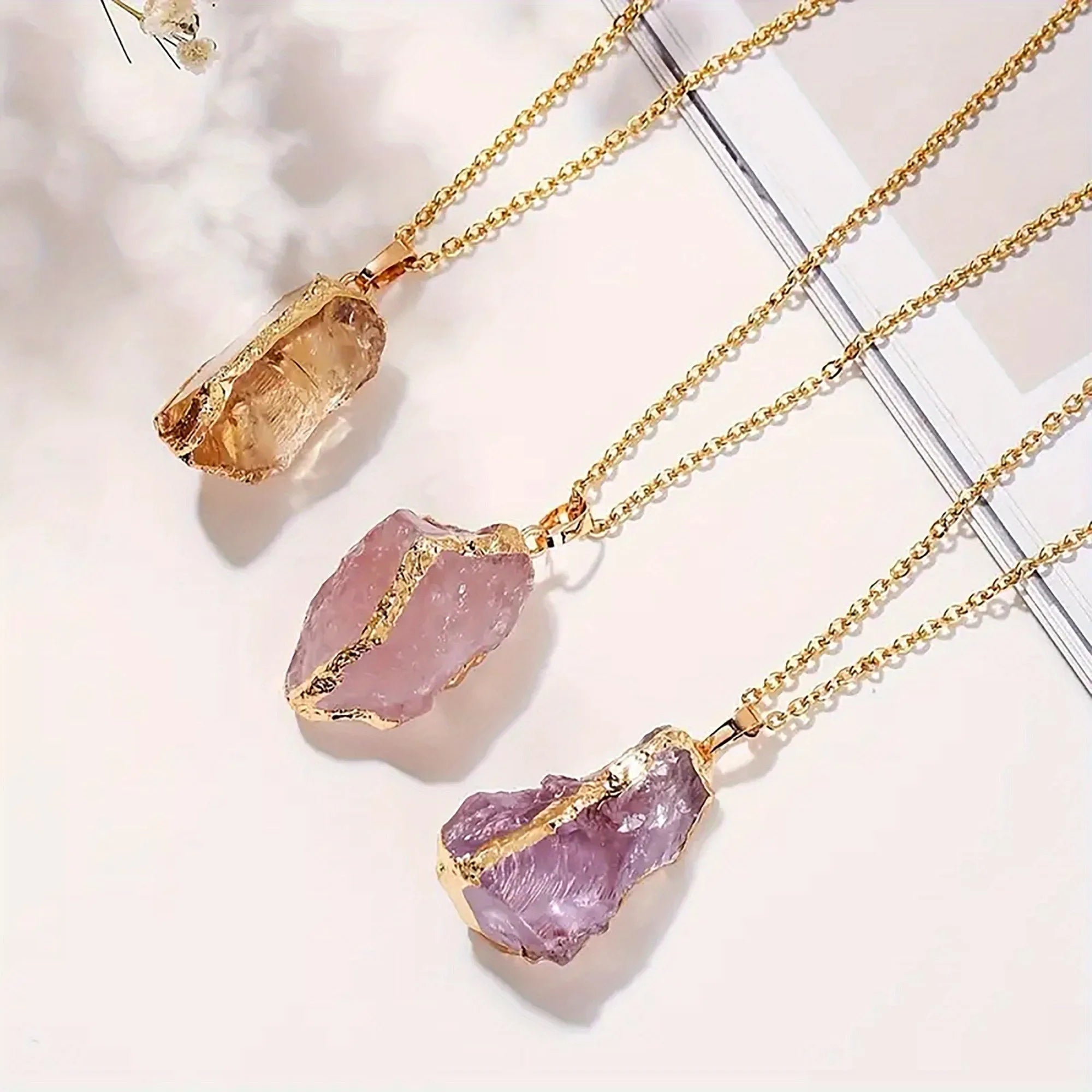 AVERLLA™ Irregular Gold-Plated Amethyst Agate Pendant Necklace