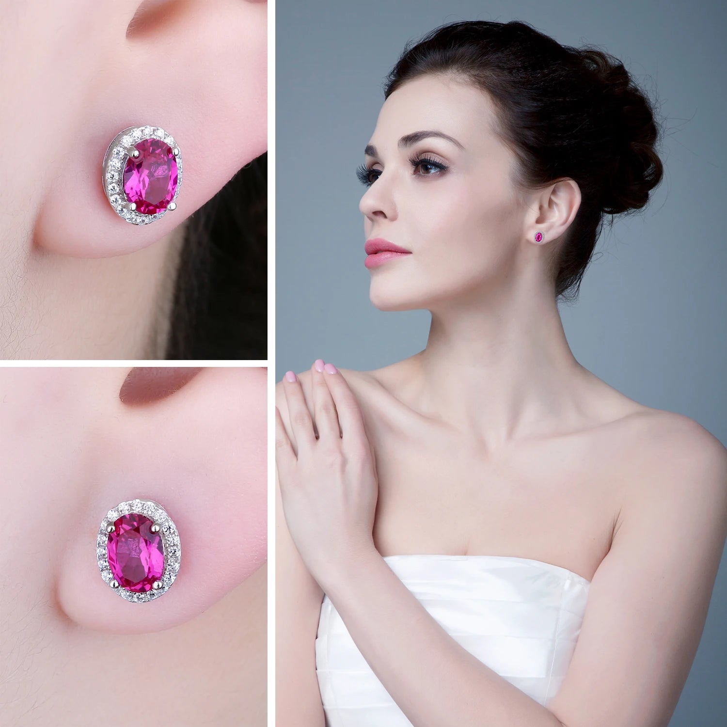 AVERLLA™ 2.1ct Oval Pink Sapphire Silver Earrings