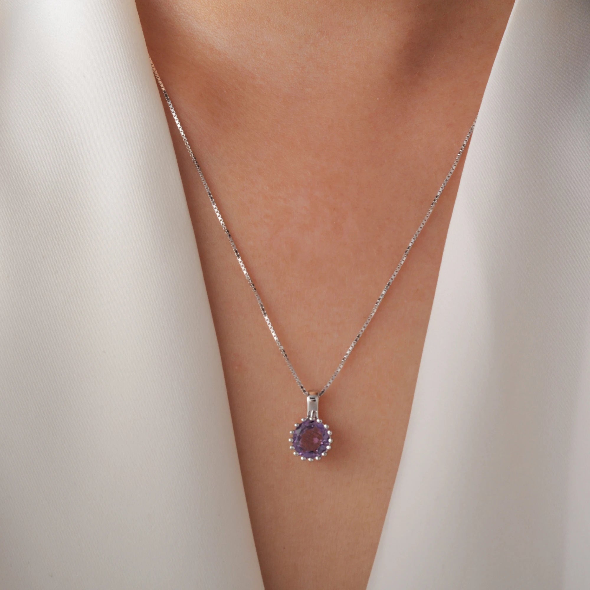 AVERLLA™ Amethyst Pendant Necklace in 925 Sterling Silver for Women